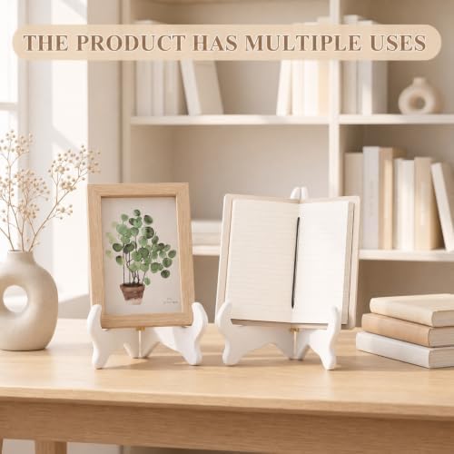 Tatuo 2 Packs Wooden Plate Stands for Display Easel Holders, 8 Inch, White