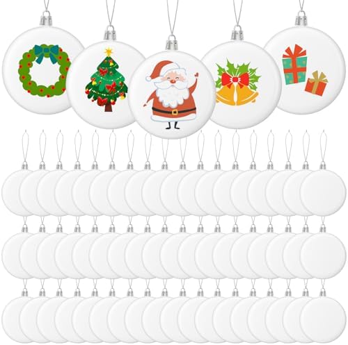 Zubebe 72 Pcs 4 Inch Christmas Blank White Ball Ornaments