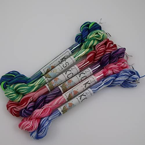 KCS Big skeins of 25 Meters Size 25 Color Variegated Cross Stitch Stranded Threads,6 skeins,03