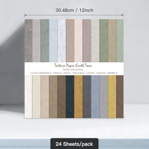 24 Sheet Scrapbook Paper, Colored Specialty Pattern Double Sided Decorative Craft Paper For DIY Card Making Photo Album Decor,12 x 12 Inch