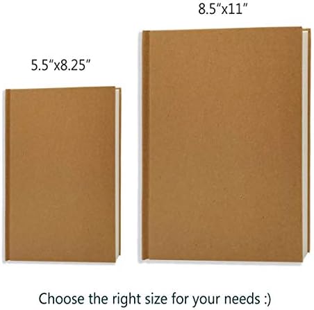 8.5x11 Sketch Book, Pack of 2, 240 Sheets (100gsm), Hardcover Bound Sketch Notebook, 120 Sheets Each, Acid-Free Blank Drawing Paper, Ideal for Kids and Adults, Kraft Cover