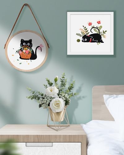TINDTOP 2 Pack Embroidery Kit for Adult Beginners, Embroidery DIY Starter Kit, with Black Cat and Flowers Stamped Patterns, Hoop, Tools, Colorful Threads with Needles, Instructions