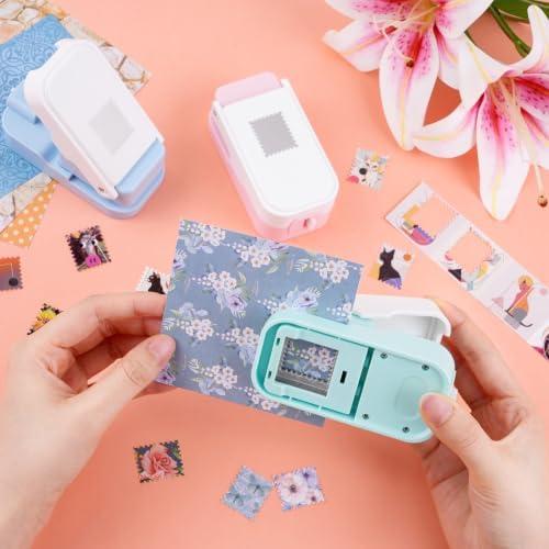 CYFUN DESIGN 3 Pcs Stamp Punch, 1x0.8 inch Postage Stamps Punch, Stamp Cutter, Stackable Design Stamps Punches, Craft Cutter Hole Puncher for Scrapbooking Journaling Card Making Junk Journal Supplies