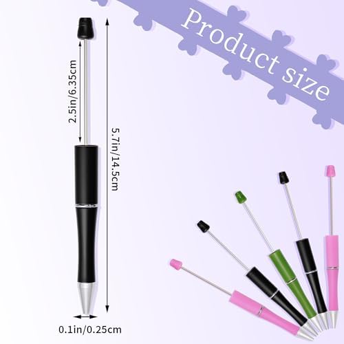 30Pcs Halloween Beadable Pens Beaded Ballpoint Pens Bulk for DIY Green