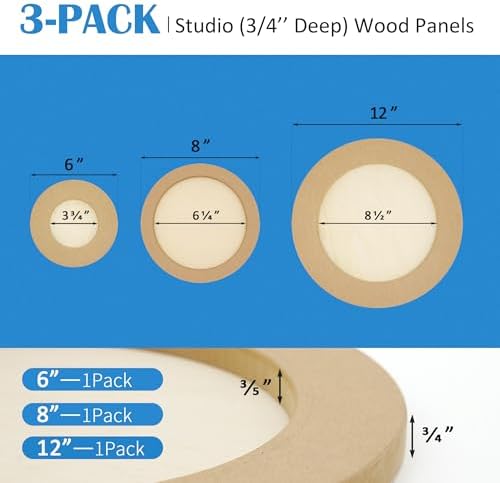 Falling in Art 3 Pack 6, 8, and 12" Unfinished Round Birch Wood Panels