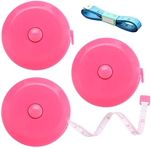 Tape Measure Retractable, Fabric Measuring Tape, 60 Inch Small Sewing Tailor Soft Ruler for Craft Nursing Clothing Medical Travel(3 Pack/Pink)