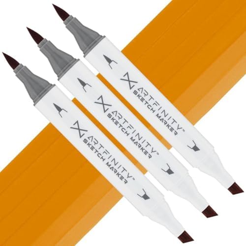 Artfinity Sketch Markers - Set of 3 - Mineral Orange YR4-4, Vibrant, Professional, Dye-Based Alcohol Markers for Artists, Drawing, Travel, & More