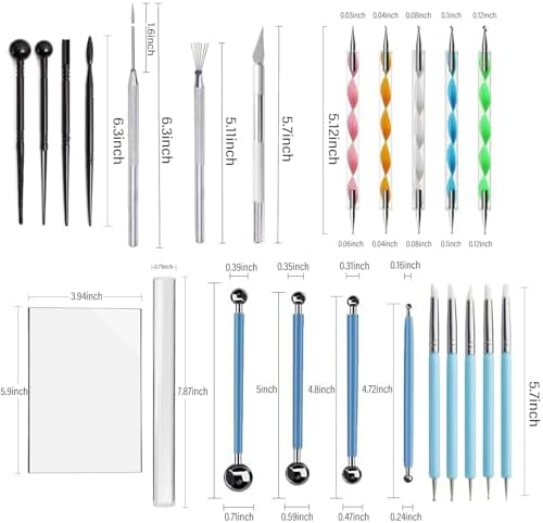 Polymer Clay Tools 23pcs Modeling Clay Sculpting Tools Set Polymer Clay Sculpting Carving Tools Including Molding Rods,Drill Pen, Carving Tool