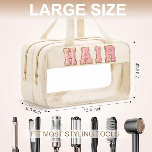 Pinkunn Hair Tool Travel Bag Tools Large Travel Case, Cream White