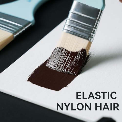 PHOENIX Flat Paint Brush Set - 3 Sizes Nylon Large Paint Brushes for Acrylic Painting, Gouache, Wood Furniture, Gesso, Varnishes & Wall (Pack of 2)