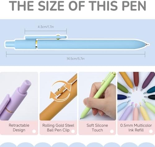 YOXMJDB 12 Pcs Color Pens for Journaling 0.5mm Fine Point Colored Gel Ink Pen, Smooth Writing Colorful Pens for Note Taking, Gift Set for Women & Men (12 Pcs Vintage & Vibrant Gold)
