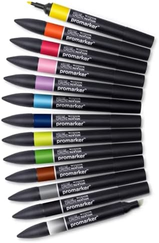 Winsor & Newton ProMarker Set, 12 Count, Essential Colors #1