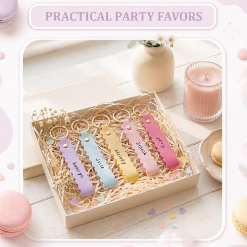 Scalloped PU Leather Keychain Blanks Laser Engraving
