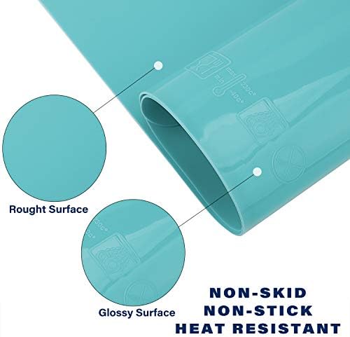 Gartful Extra Large Silicone Mat 23.6 x 15.7 inches, Silicone Crafts Sheets, Jewelry Casting Molds Mat, Desktop Protector, Placemat Pad, Nonstick Nonskid Durable, Set of 2, Black Green