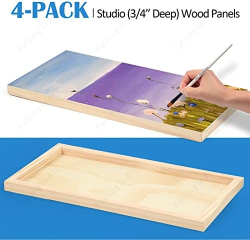 Falling in Art 4 Pack 8x16’’ Unfinished Birch Wood Panels Kit for Painting