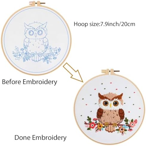 Louise Maelys Cute Owl Embroidery Kit for Beginners Animal DIY