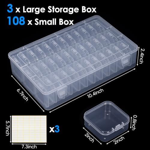 Bead Organizer Box 108 Pcs Plastic Storage Containers for Craft Jewelry
