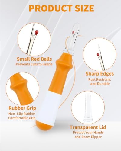 Needle and Thread Seam Ripper, Rippers for Sewing and Thread (Orange)