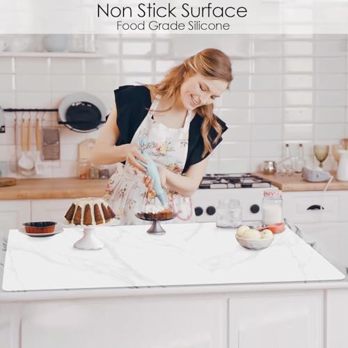 Extra Large Silicone Mat, Food-Grade Flexible Silicone Table Mats for Kids Non-Slip Placemat Waterproof Heat Insulation Countertop Protector Pastry Mat Silicone Pad, 31.5''x16.9'' Clear