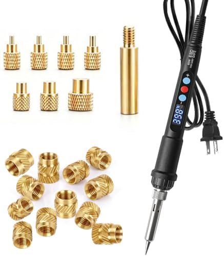 60W Soldering Iron Heat Set Insert Kit with 100PCS Brass Knurled Inserts