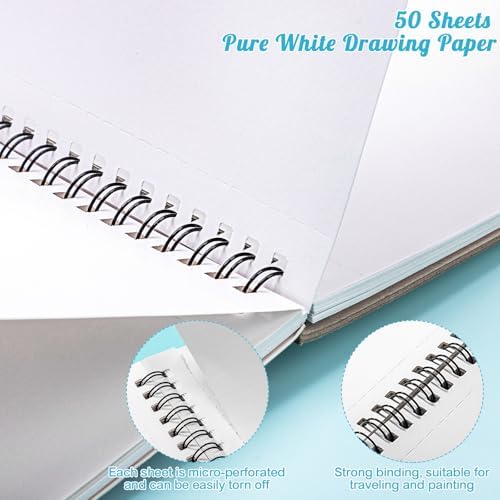 Marker Paper Pad 8.3 × 8.9 in, 50 Sheets, 120gsm, Spiral Bound | Bleed-Resistant Coated Paper, Acid-Free, Smooth for Alcohol Markers, Tear-Off Pages, Flat-Lay Spiral Design