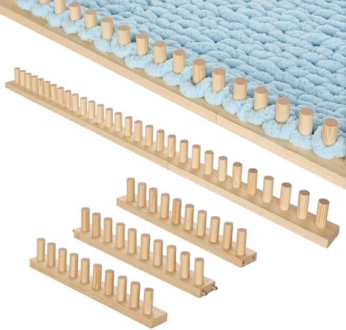 TISOFU 46" Chunky Blanket Loom, Large Wooden Loom Frame, Hand Knitting Kit for Adults Beginners, Adjustable Chunky Blanket Making Kit