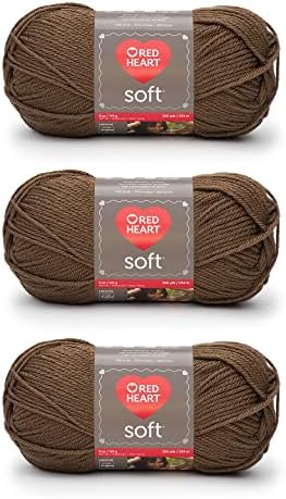 Red Heart Soft Yarn for Crocheting and Knitting, Toast, 3-Pack