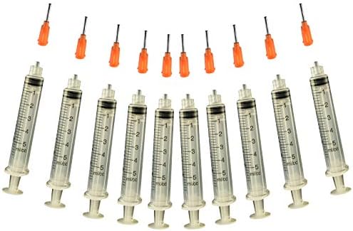 Creative Hobbies® Glue Applicator Syringe for Flatback Rhinestones & Hobby Crafts, 5 Ml with 15 Gauge Orange Precision Tip - Value Pack of 10