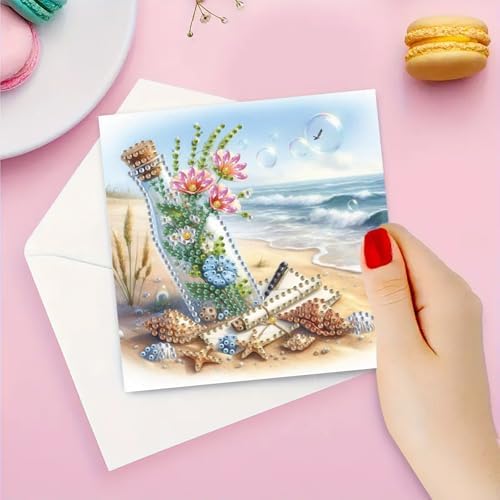 DDGYP 6 PCS,DIY Diamond Art Greeting Cards Kit with Envelopes, 5.9x11.81 in
