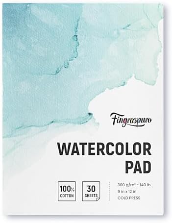 Fingraspuro 9x12 Watercolor Pad, 100% Cotton, Cold Press, 30 Sheets