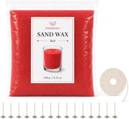Sand Wax for Candle Making, 440g Refillable Candle Wax Sand, Red