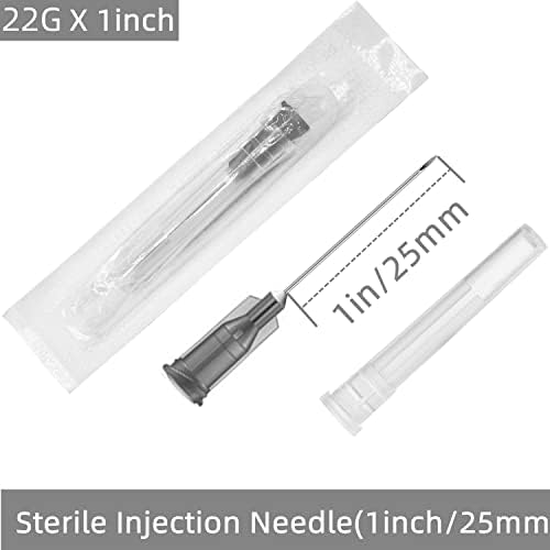 300 Pack 22Ga 1 Inch Sterile Disposable Injection Needle with Cap for Scientific and Industrial Dispensing Needl Accessories (22Ga)