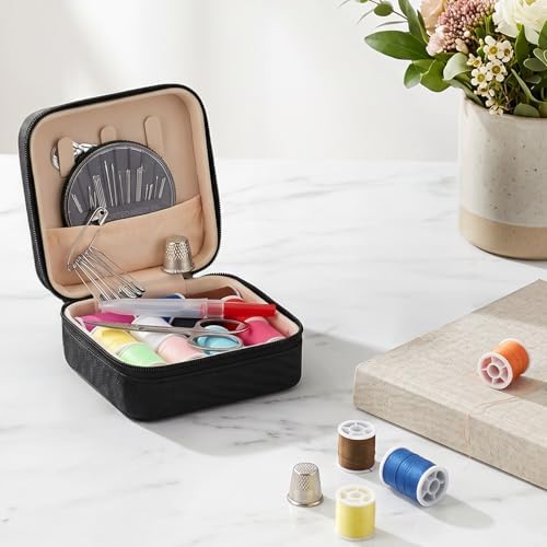 Amabro 56Pcs Travel Sewing Kit Portable Compact Emergency Needle Thread Box