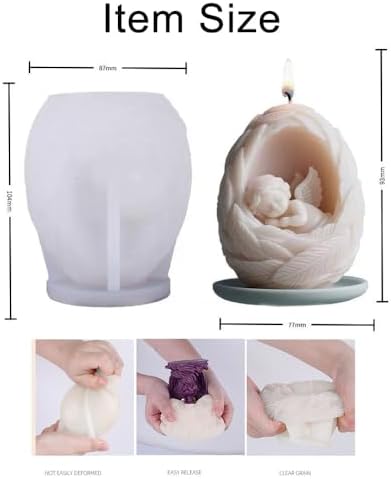 Konrisa Large Candle Making Molds, 3D Feather Angel Silicone Candle Molds Handmade Aromatherapy Candle Molds, Resin Storage Box Molds
