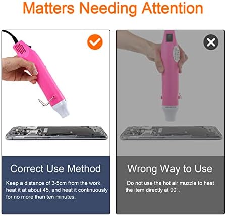 Mini Heat Gun,300W Portable Hot Air Gun Electric for DIY Acrylic Resin Craft, Dryer Crafts Handheld Heat Gun for Cup Turner, Shrink Wrapping, Crafts Embossing, Resin Bubble Remover (Pink)