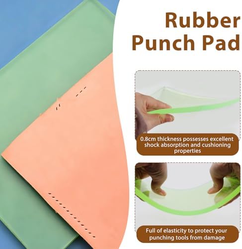 4 PCS Leather Craft Punch Pad, Rubber Mute & A4 Self-Healing Cutting Mat