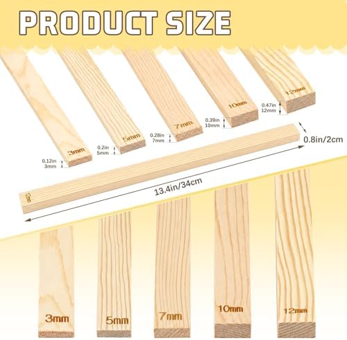 FIREBOOMOON 10 Pottery Clay Slab Sticks, 5 Sizes 0.12-0.47in Rolling Guides