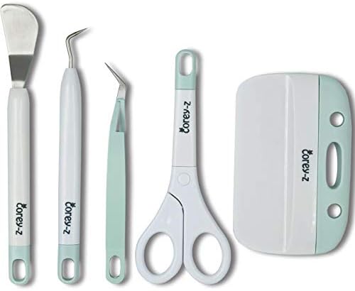 Corey-z Craft Vinyl Weeding Tools, Weeders,Tweezers,Scissors,Spatula,XL Scraper and Felt Storage Bag, Compatible with Cricut/Silhouette/Siser/Oracal 631 651 751 Vinyl
