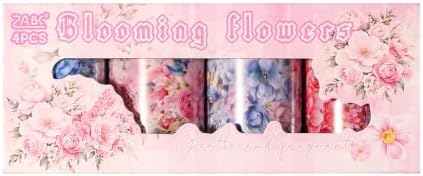 4 Rolls Floral PET Washi Tape Set,PET Tape Stickers for Journaling Kit
