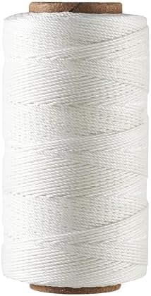Bonded 0.8mm Round Waxed Polyester Cord, 3-ply Wax Coated Thread, 197 Yards Stiff String for Heavy Duty Fabric, Leather Sewing, Book Binding, Upholstery Repair, and Macrame Jewelry - White