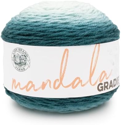 Lion Brand Yarn, Mandala Gradient Variegated Yarn, Dark Teal, Blue, 1 Pack