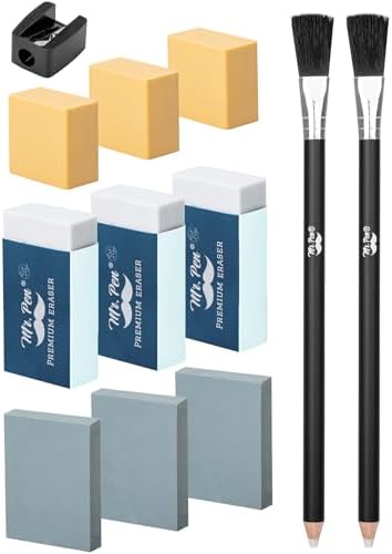 Mr. Pen- Art Eraser Set, 12 pcs, Artist Pencil Erasers