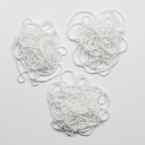 11/0 Glass White Pearl Color Seed Beads Hanks (1 Hank 3 Meters) Total 3 String Hanks About 6000pcs, 9 Meters String Clear AB Seed Beads Strand Hanks (White Pearl)