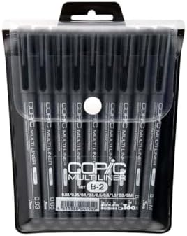 Copic Markers 9-Piece Multiliner Inking Pen Set B-2, Black (MLB2)