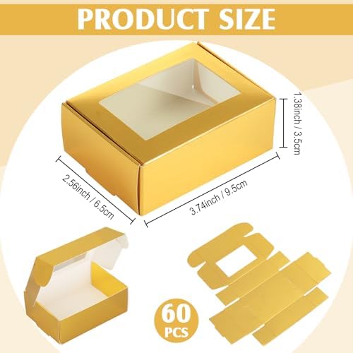 Zonon 60 Pcs Mini Kraft Soap Boxes with Window Homemade,Light Gold