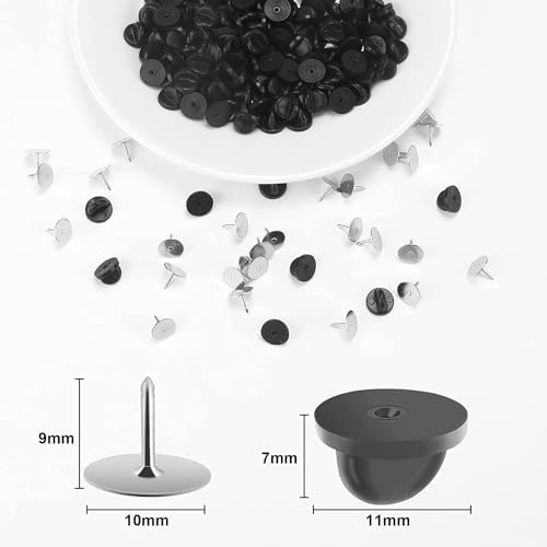 JANYUN 40 Pairs Rubber Blank Pin Backs Butterfly Clutch Backings Holder