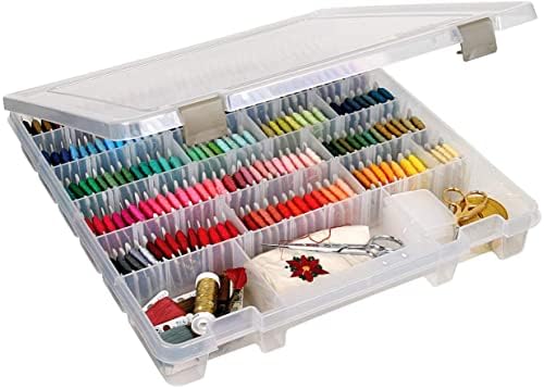 ArtBin 9101AB Super Satchel Slim with Removable Dividers, Art & Craft Organizer, [1] Plastic Storage Case, Clear, Divided Compartments
