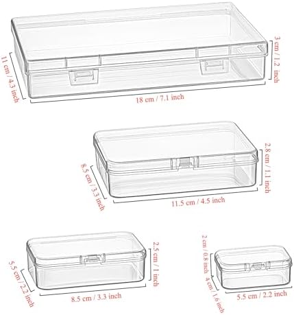 24 Pieces Mixed Sizes Rectangular Empty Mini Clear Plastic Organizer Box