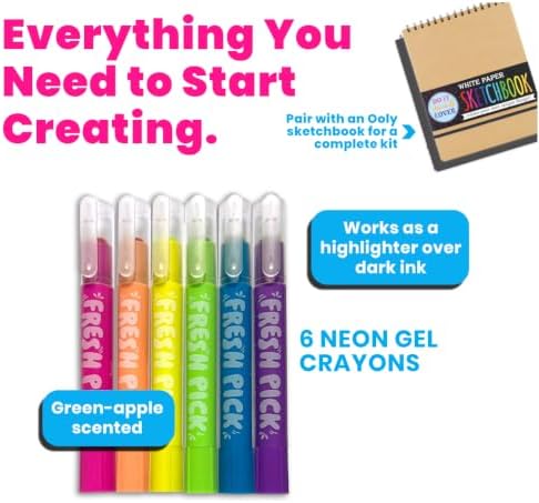 Ooly Scented Neon Gel Crayons, Set of 6, Twist-Up