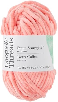 Loops & Threads Sweet Snuggles Yarn - Yarn for Knitting, Crochet, Weaving, and Arts & Crafts - Orange, Polyester, 8.8 oz